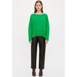 DIANE VON FURSTENBERG Green Boat Neck Long Sleeve Wool Cashmere Sweater S